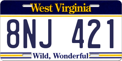 WV license plate 8NJ421