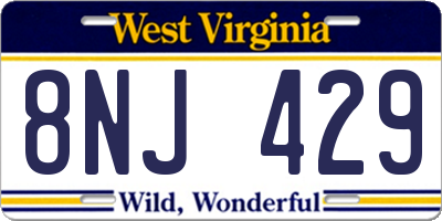 WV license plate 8NJ429