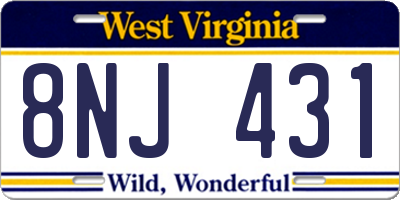 WV license plate 8NJ431