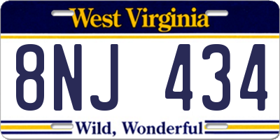 WV license plate 8NJ434