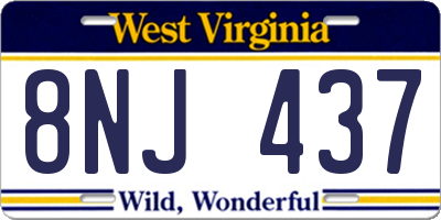 WV license plate 8NJ437