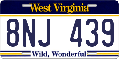 WV license plate 8NJ439