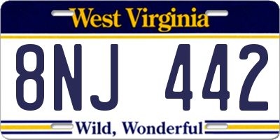 WV license plate 8NJ442