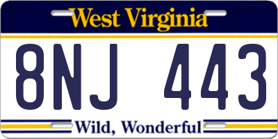 WV license plate 8NJ443