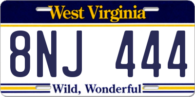 WV license plate 8NJ444
