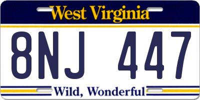 WV license plate 8NJ447