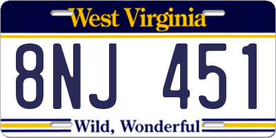 WV license plate 8NJ451