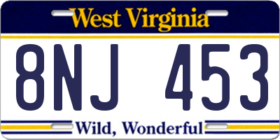 WV license plate 8NJ453