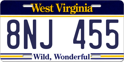WV license plate 8NJ455