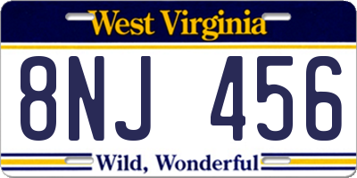 WV license plate 8NJ456