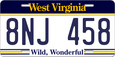 WV license plate 8NJ458