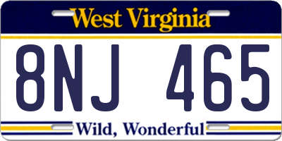 WV license plate 8NJ465