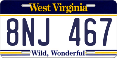 WV license plate 8NJ467
