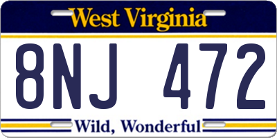 WV license plate 8NJ472