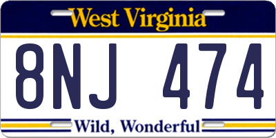 WV license plate 8NJ474