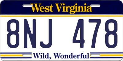 WV license plate 8NJ478