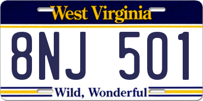 WV license plate 8NJ501