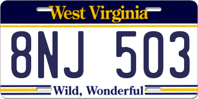 WV license plate 8NJ503
