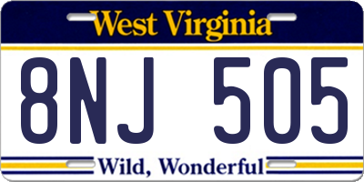 WV license plate 8NJ505