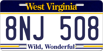 WV license plate 8NJ508