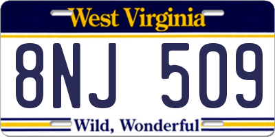 WV license plate 8NJ509