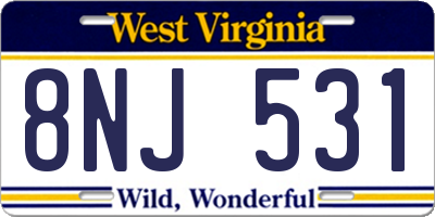 WV license plate 8NJ531