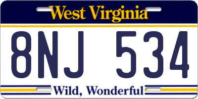 WV license plate 8NJ534