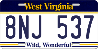 WV license plate 8NJ537