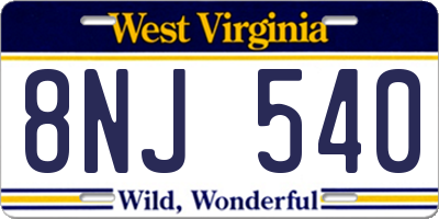 WV license plate 8NJ540