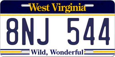 WV license plate 8NJ544