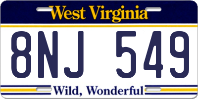 WV license plate 8NJ549