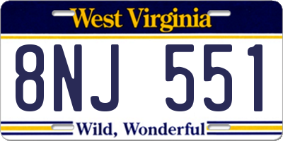 WV license plate 8NJ551