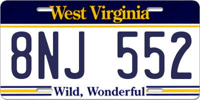 WV license plate 8NJ552