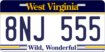 WV license plate 8NJ555