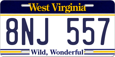 WV license plate 8NJ557