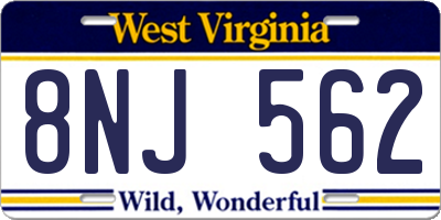 WV license plate 8NJ562