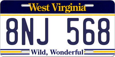 WV license plate 8NJ568