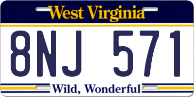 WV license plate 8NJ571