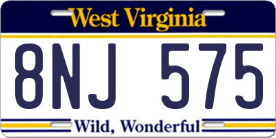 WV license plate 8NJ575
