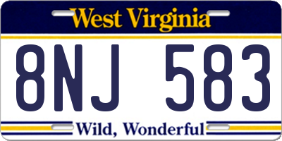 WV license plate 8NJ583