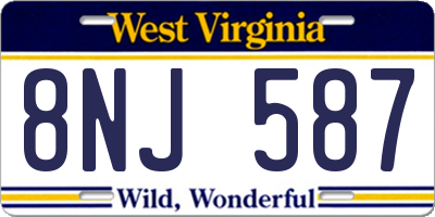 WV license plate 8NJ587