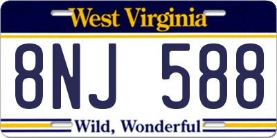 WV license plate 8NJ588