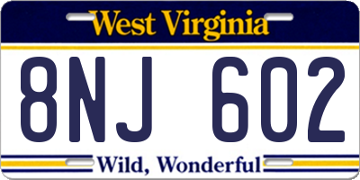 WV license plate 8NJ602