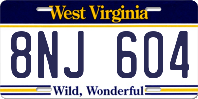 WV license plate 8NJ604
