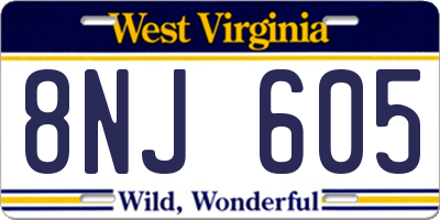 WV license plate 8NJ605