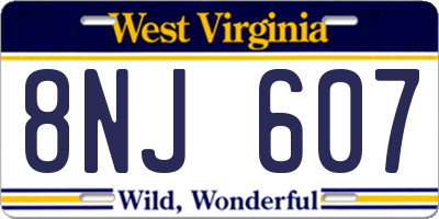 WV license plate 8NJ607