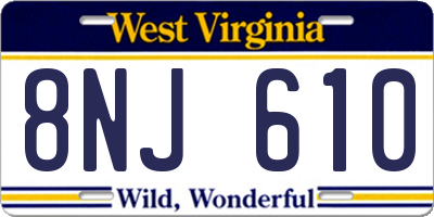 WV license plate 8NJ610