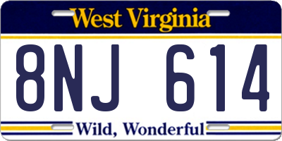 WV license plate 8NJ614