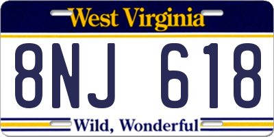 WV license plate 8NJ618