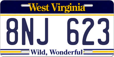 WV license plate 8NJ623